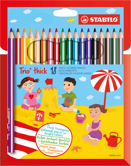 STABILO Trio thick Colouring Pencil - Wallet of 18 - Assorted Colours